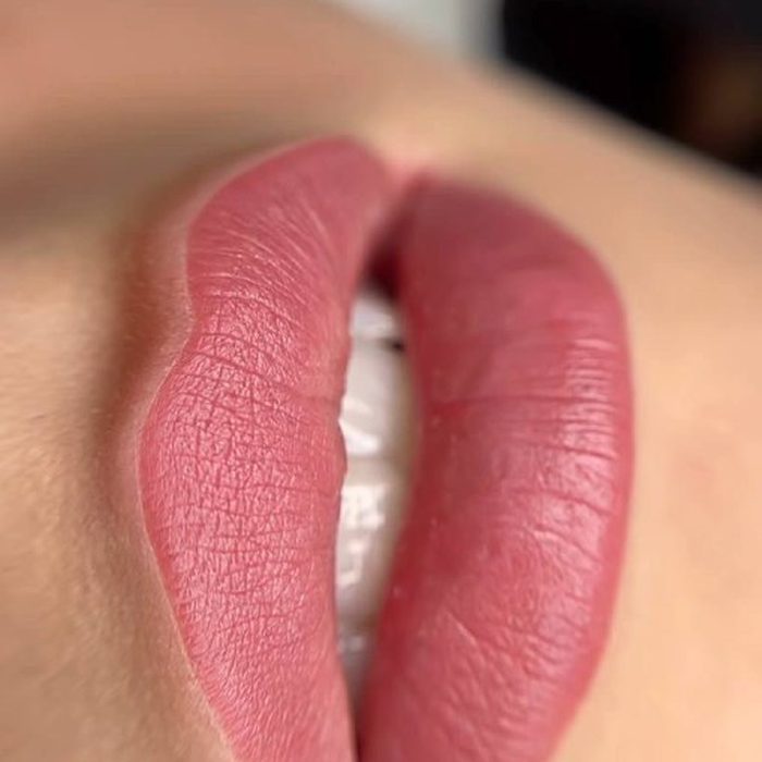 Aquarell-Lippen in einem gedeckten Altrosa